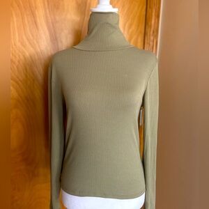 mock neck olive green top